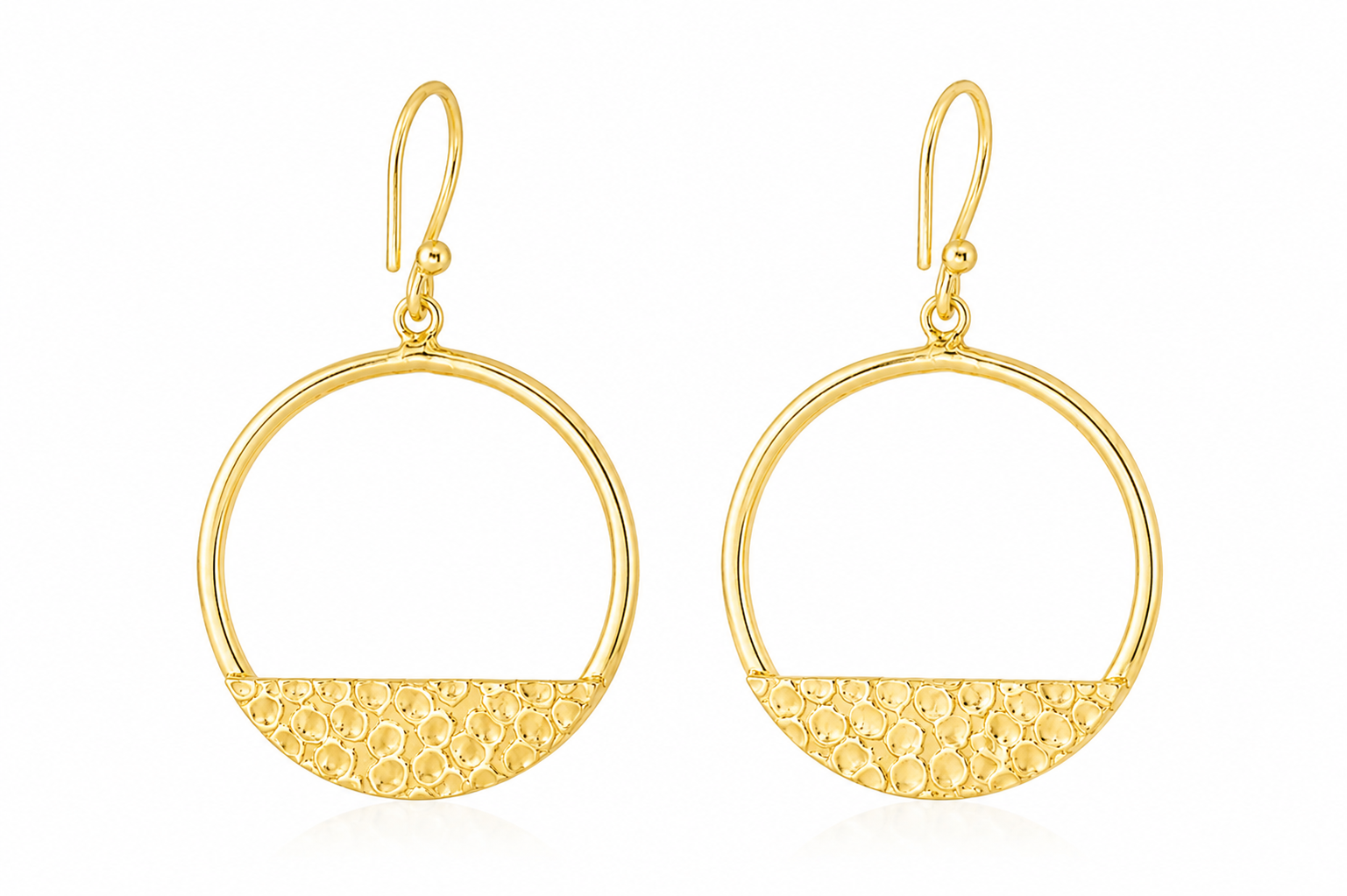 18K Gold Plated Textured Circle Hoop Earrings