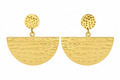 18K Gold-Plated Textured Half-Moon Statement Earrings
