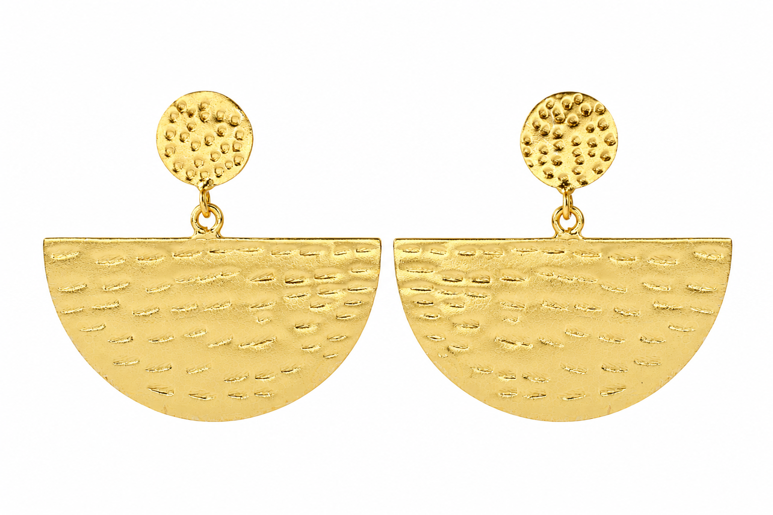 18K Gold-Plated Textured Half-Moon Statement Earrings
