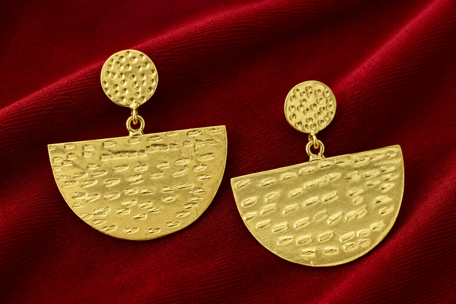 18K Gold-Plated Textured Half-Moon Statement Earrings