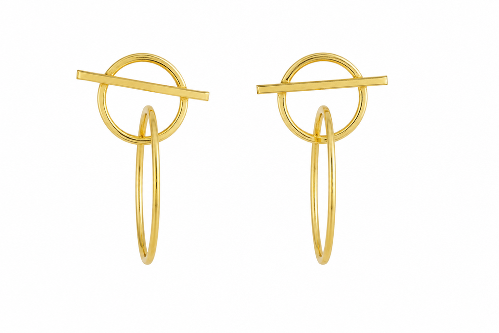 18K Gold Plated Geometric Double Hoop  Earrings