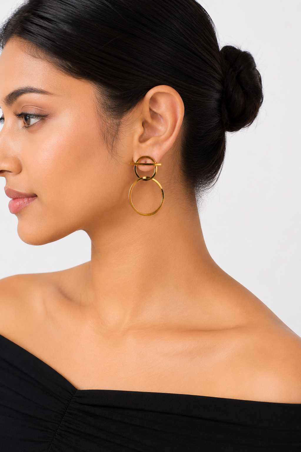 18K Gold Plated Geometric Double Hoop  Earrings