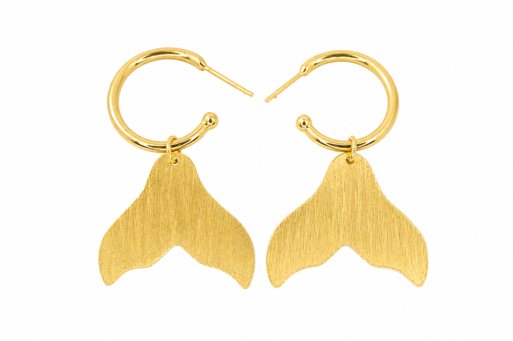 18K Gold Plated Whale Tail Hoop Earrings
