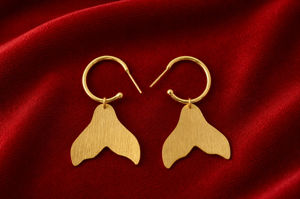 18K Gold Plated Whale Tail Hoop Earrings