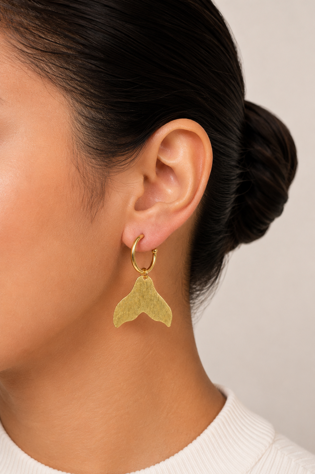 18K Gold Plated Whale Tail Hoop Earrings