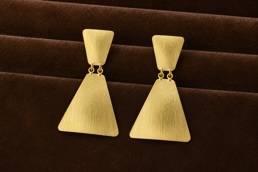 18K Gold Plated Geometric Triangle Drop Earrings