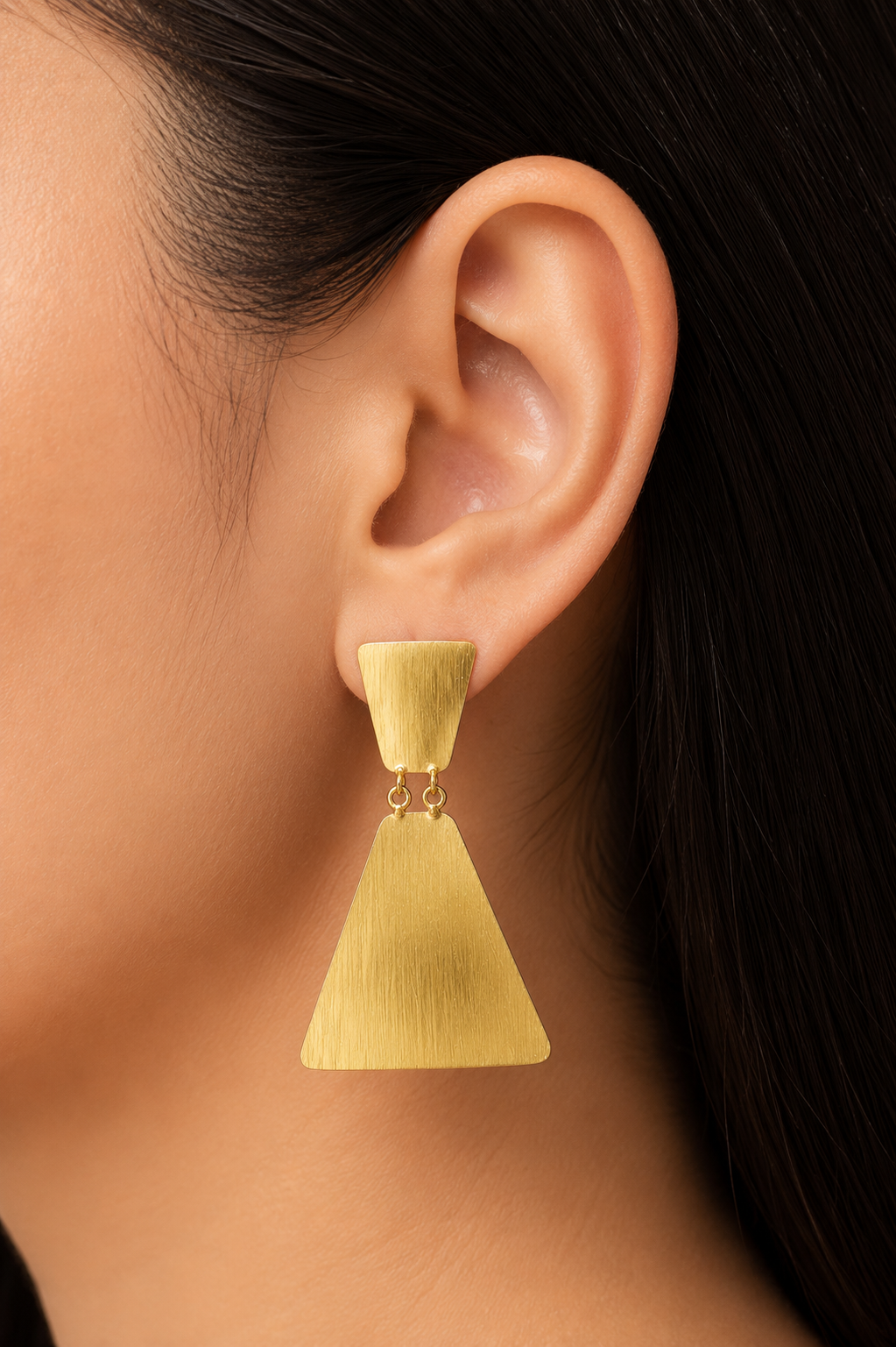 18K Gold Plated Geometric Triangle Drop Earrings