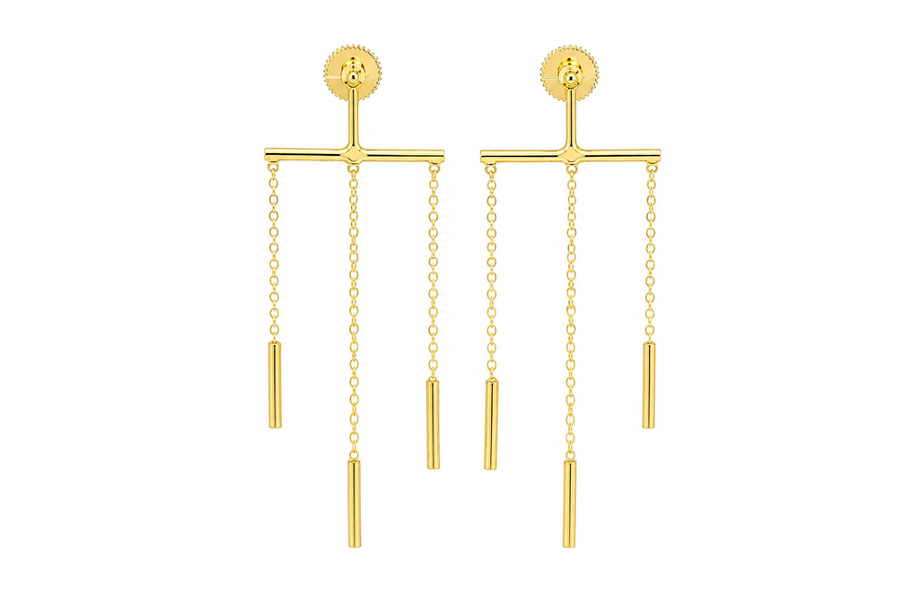 18KT Gold Plated Elegant Long Chain Tassel Earrings