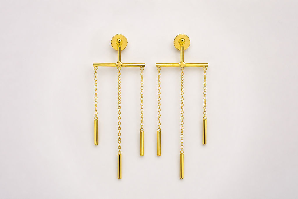18KT Gold Plated Elegant Long Chain Tassel Earrings