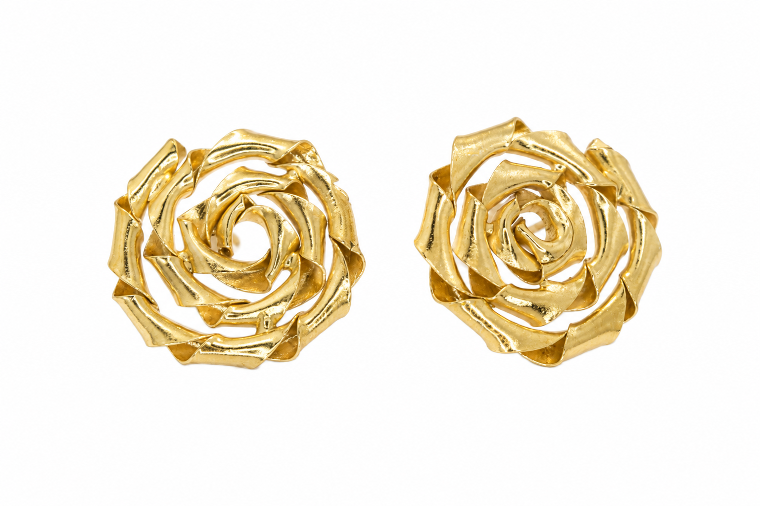 Gold Plated Rose Blossom Stud Earrings for Women | Trendy Floral Earrings