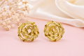 Gold Plated Rose Blossom Stud Earrings for Women | Trendy Floral Earrings