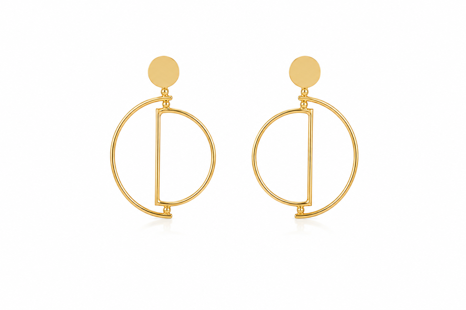 18K Gold Plated Circle Drop Earrings