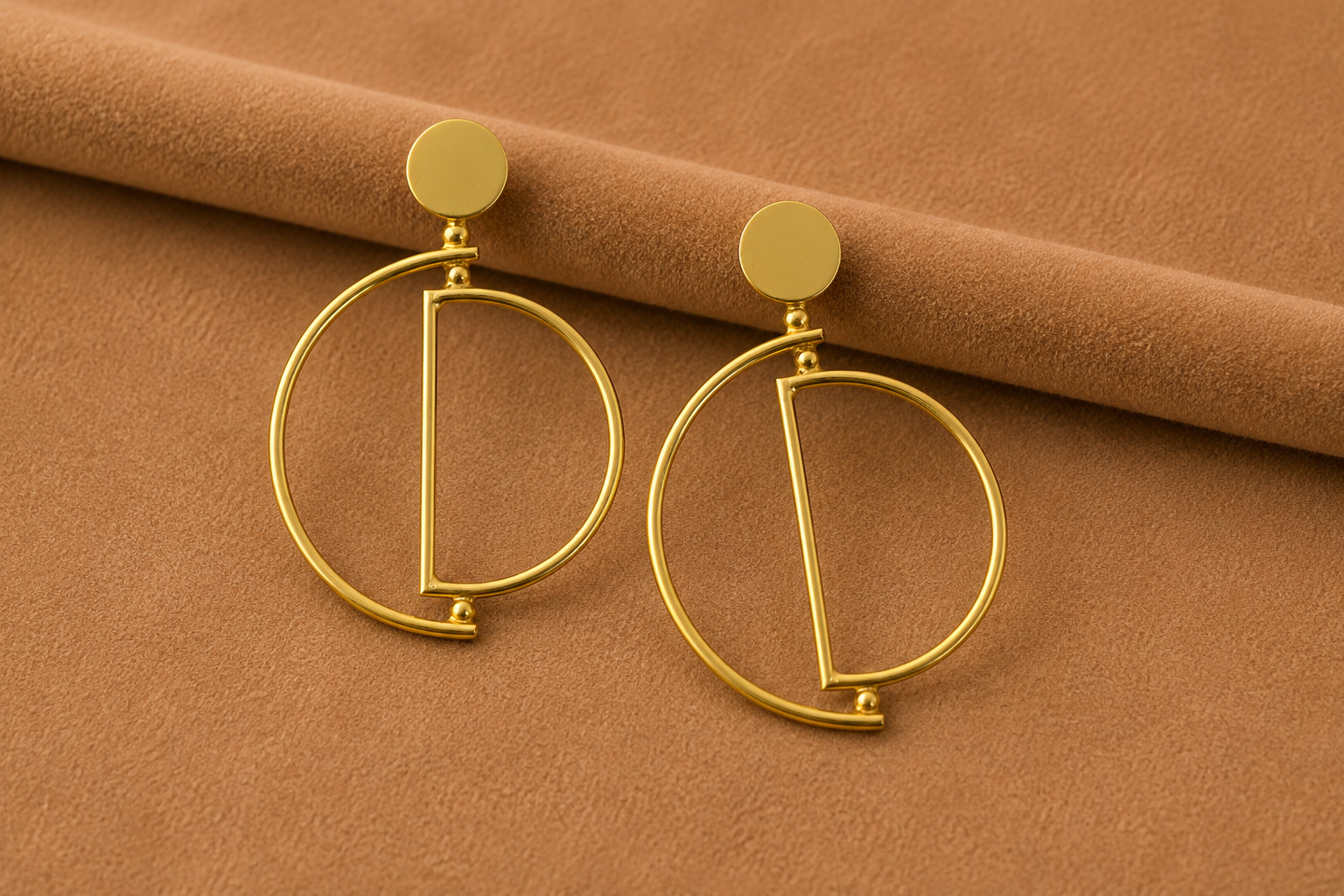 18K Gold Plated Circle Drop Earrings