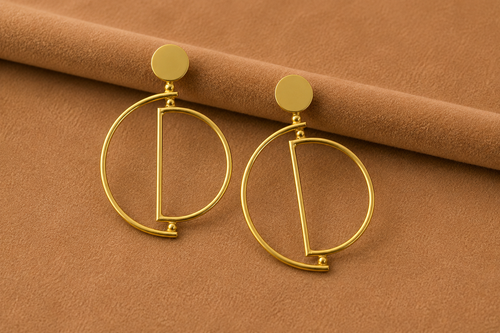 18K Gold Plated Circle Drop Earrings