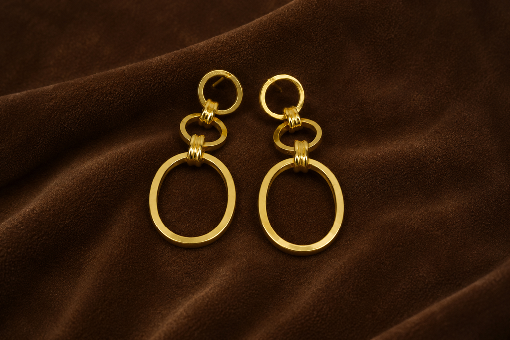 18K Gold-Plated Triple Hoop Drop Earrings