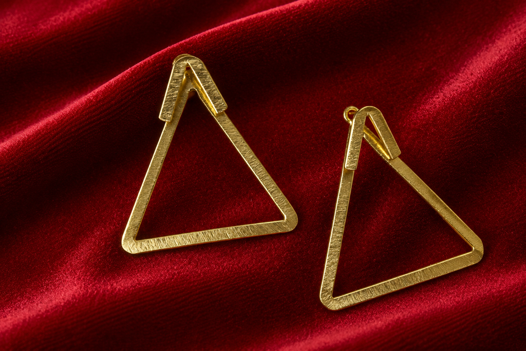 18K Gold Plated Geometric Triangle Drop Earring