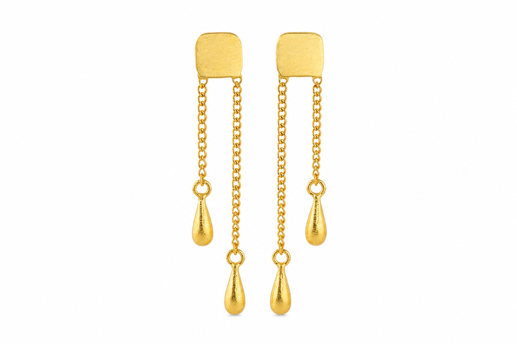 18K Gold Plated Dual Chain Drop Earrings
