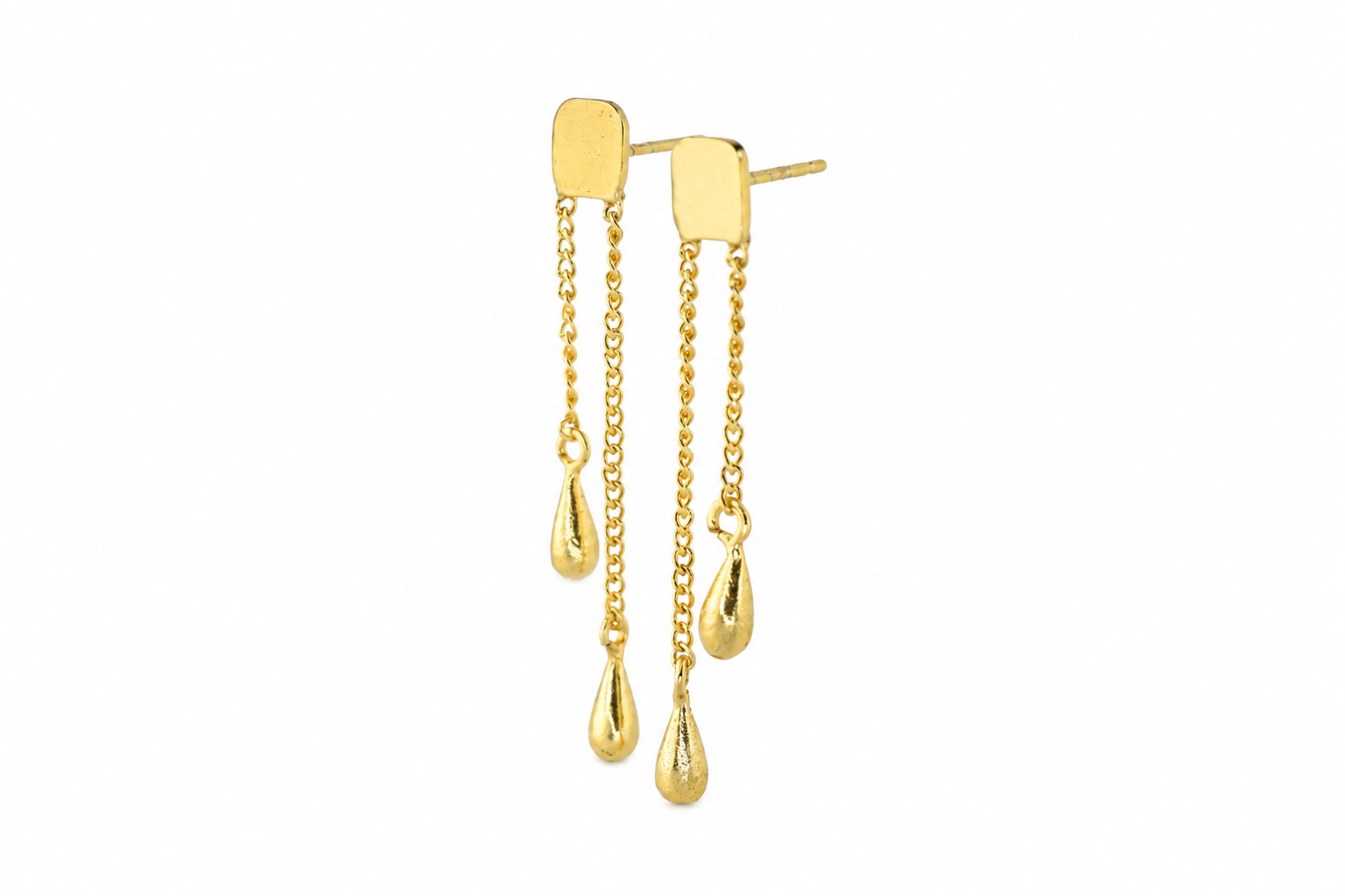 18K Gold Plated Dual Chain Drop Earrings
