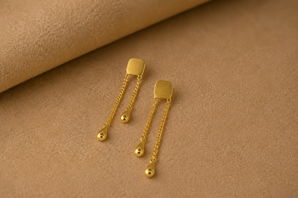 18K Gold Plated Dual Chain Drop Earrings