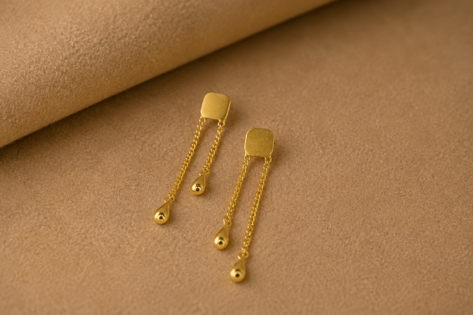 18K Gold Plated Dual Chain Drop Earrings