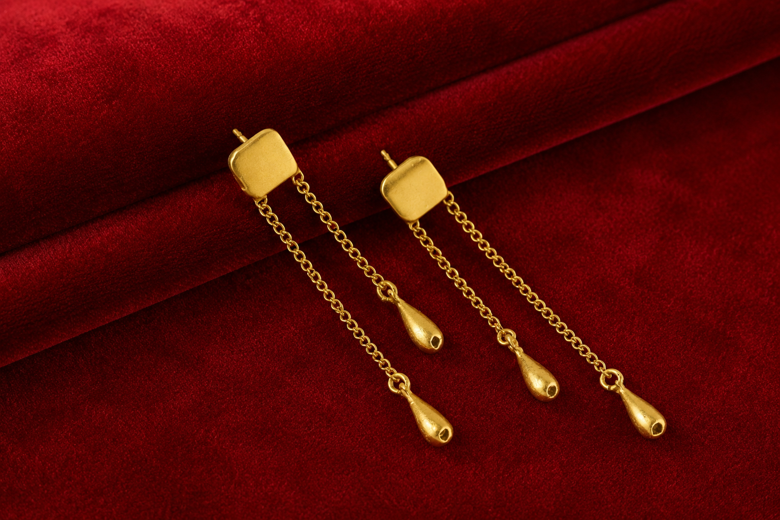 18K Gold Plated Dual Chain Drop Earrings