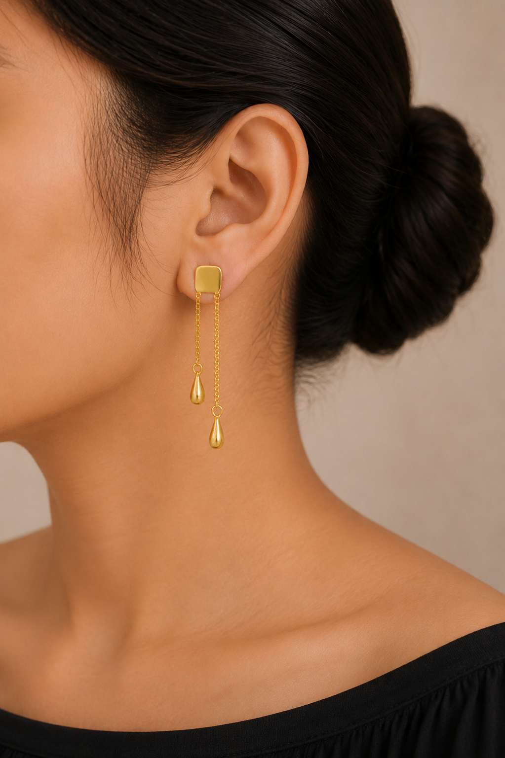 18K Gold Plated Dual Chain Drop Earrings