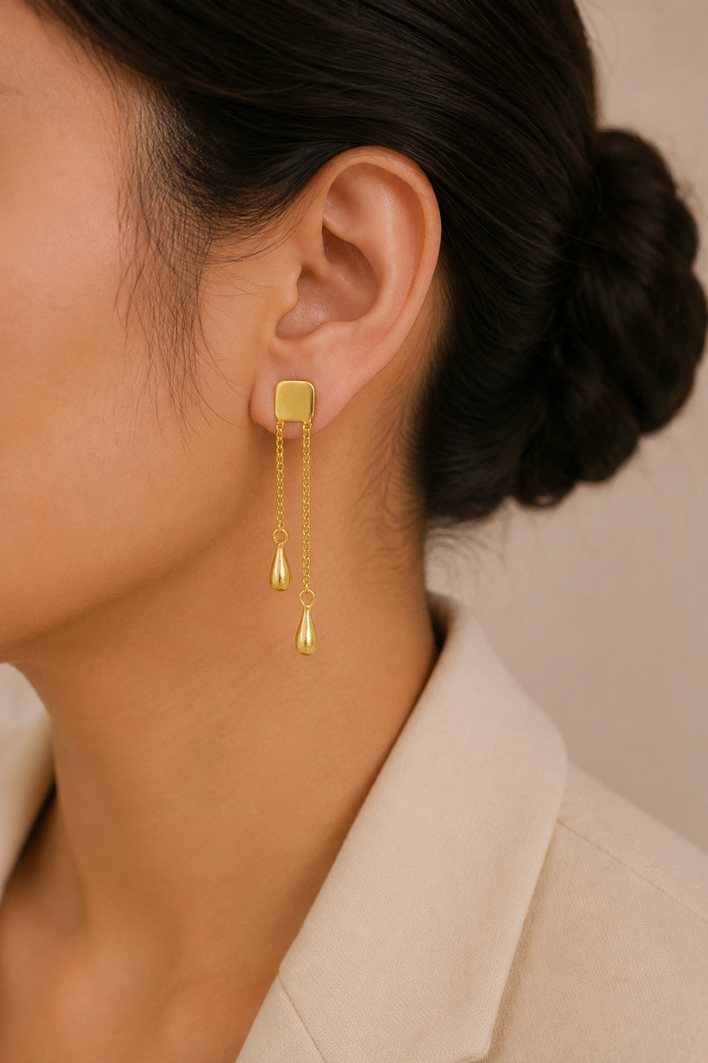 18K Gold Plated Dual Chain Drop Earrings