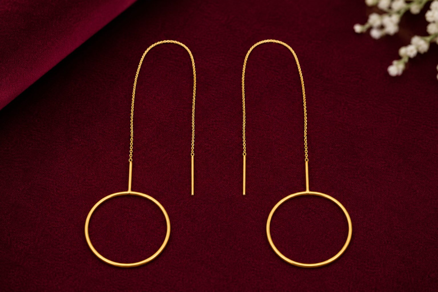 18k Gold plated elegant circle hoop earrings