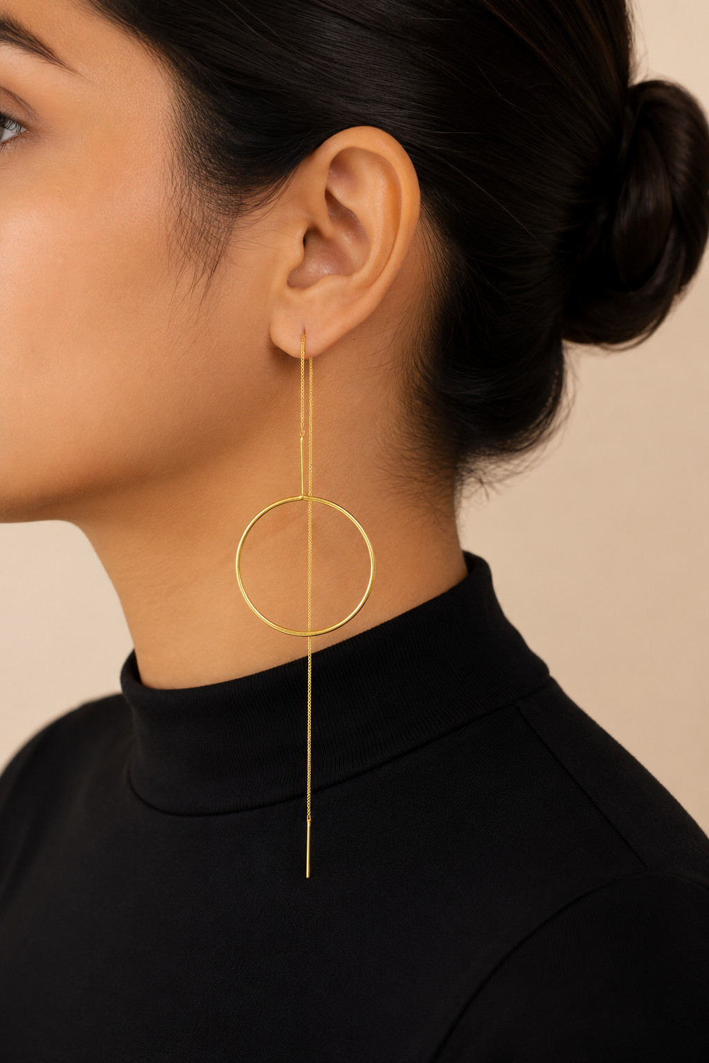 18k Gold plated elegant circle hoop earrings