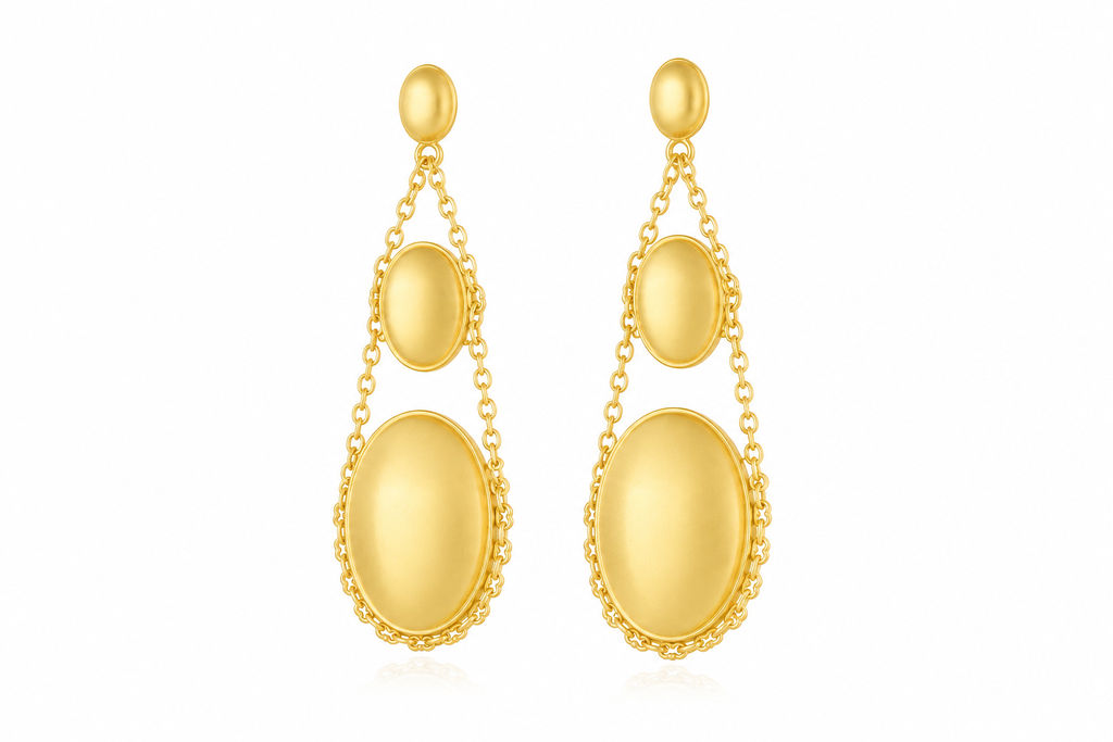 18K Gold-Plated Geometric Chain Drop Earrings