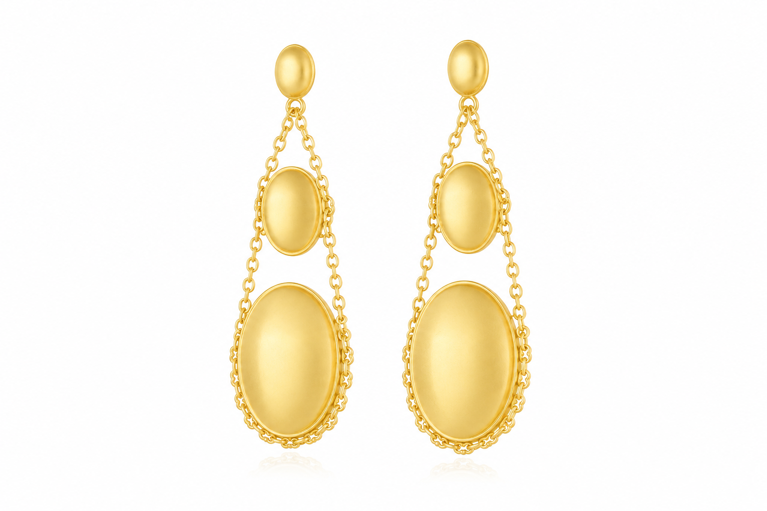 18K Gold-Plated Geometric Chain Drop Earrings
