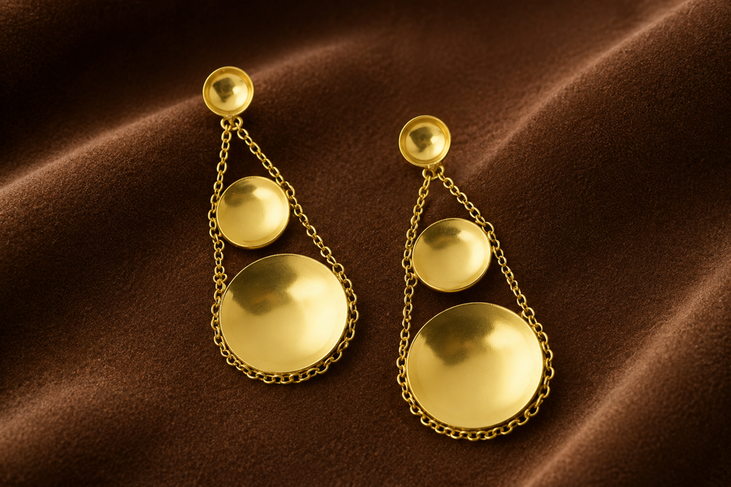 18K Gold-Plated Geometric Chain Drop Earrings