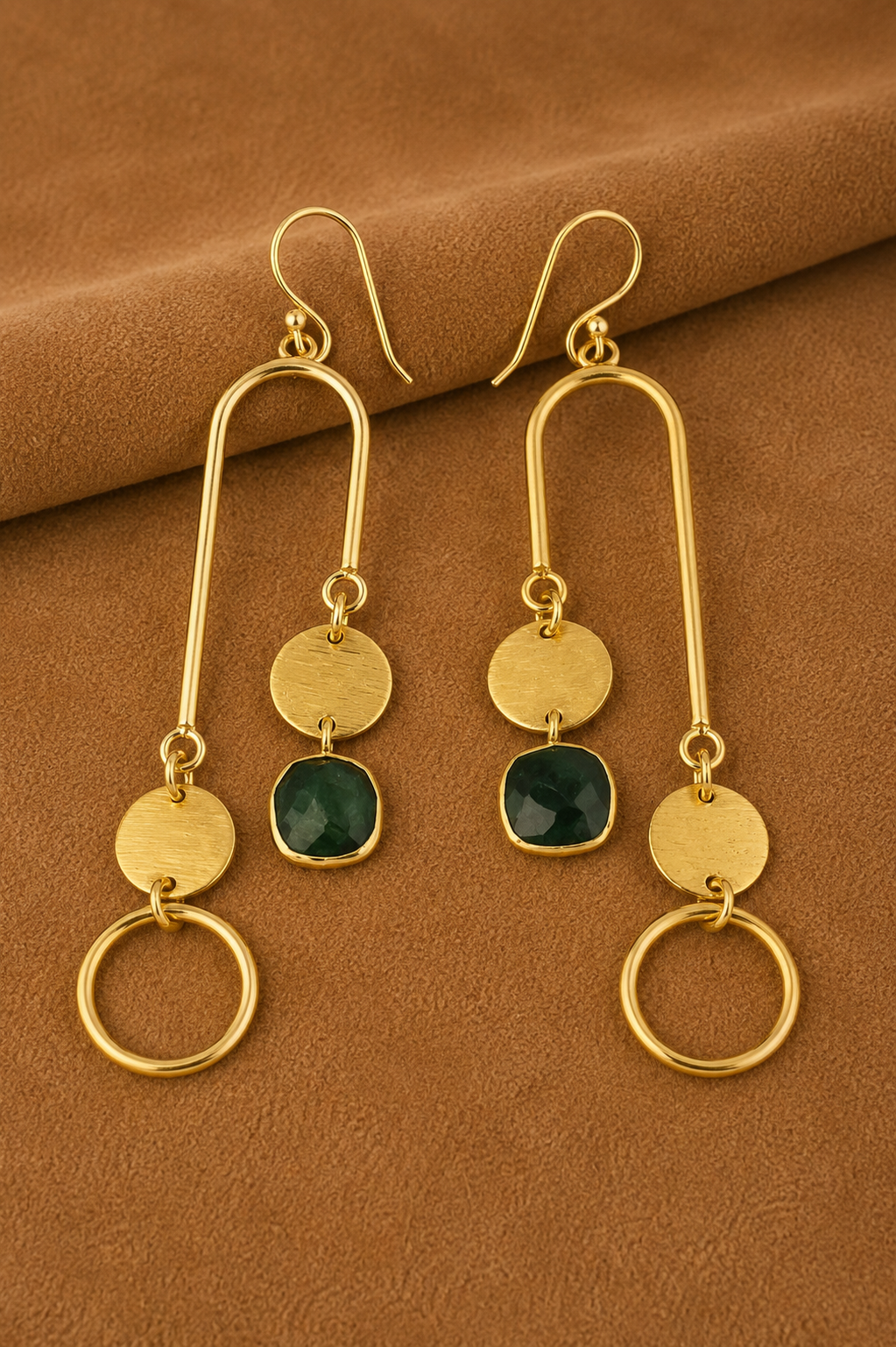 18K Gold Plated  Stone Dangle Earrings