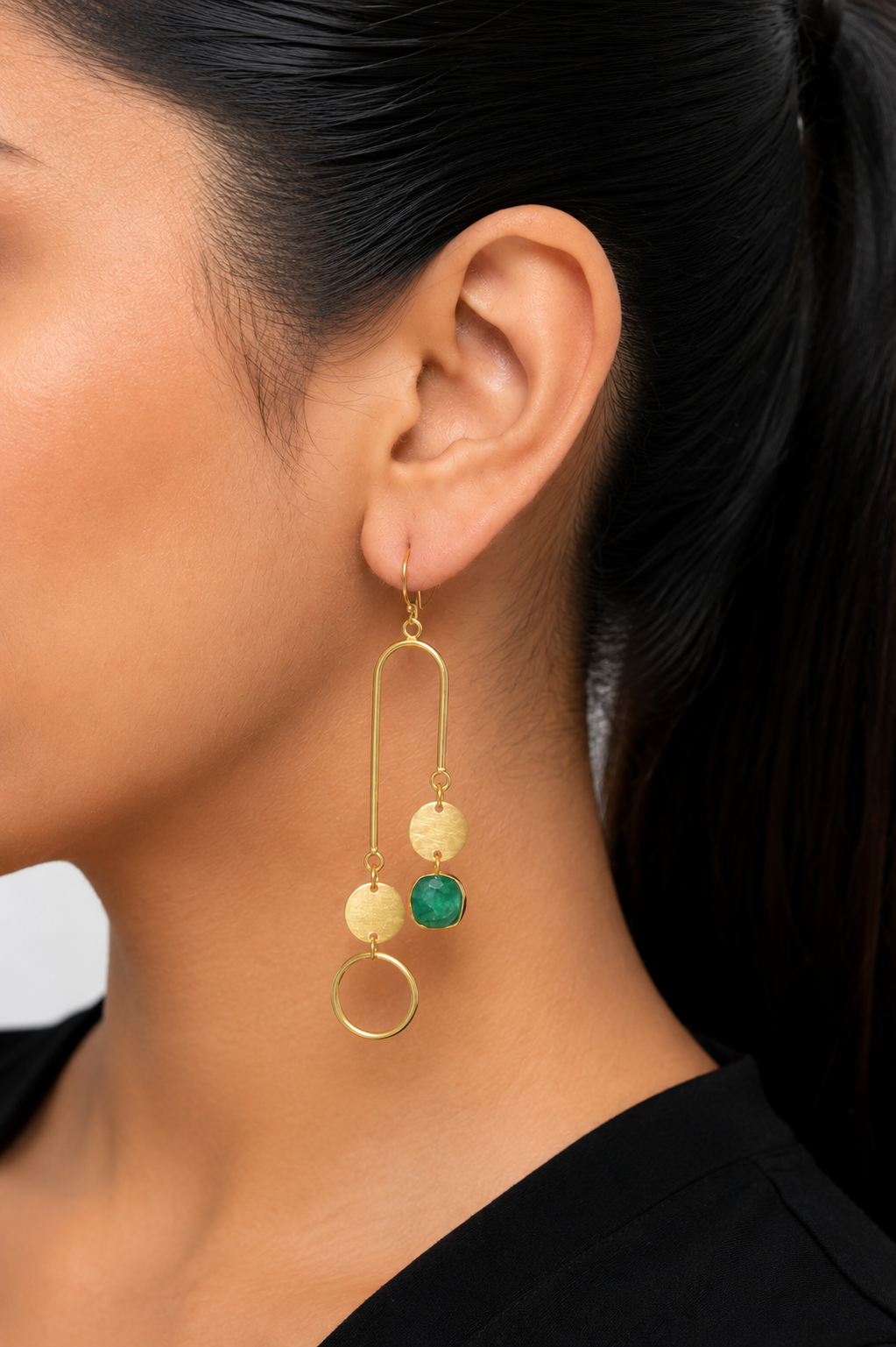 18K Gold Plated  Stone Dangle Earrings