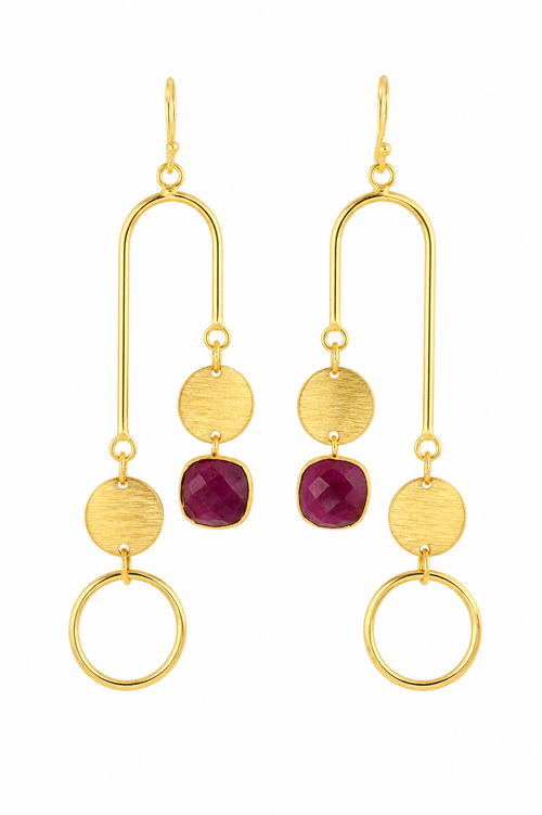 18K Gold Plated  Stone Dangle Earrings