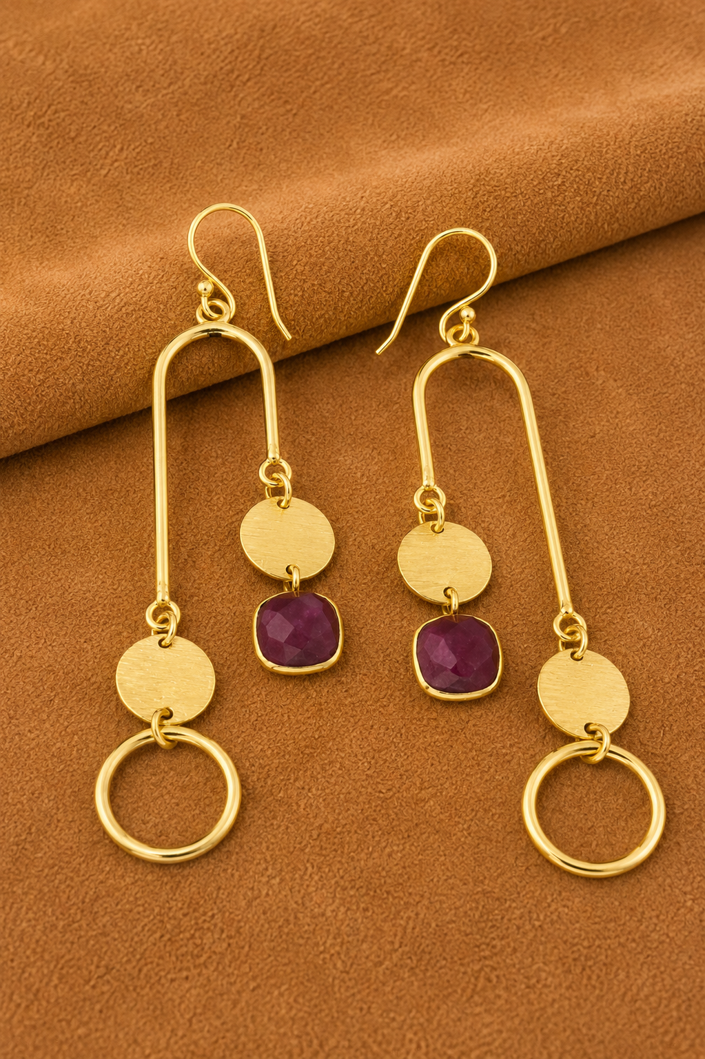 18K Gold Plated  Stone Dangle Earrings