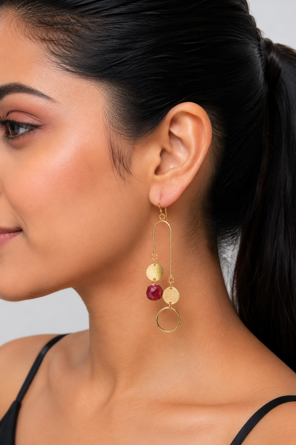 18K Gold Plated  Stone Dangle Earrings