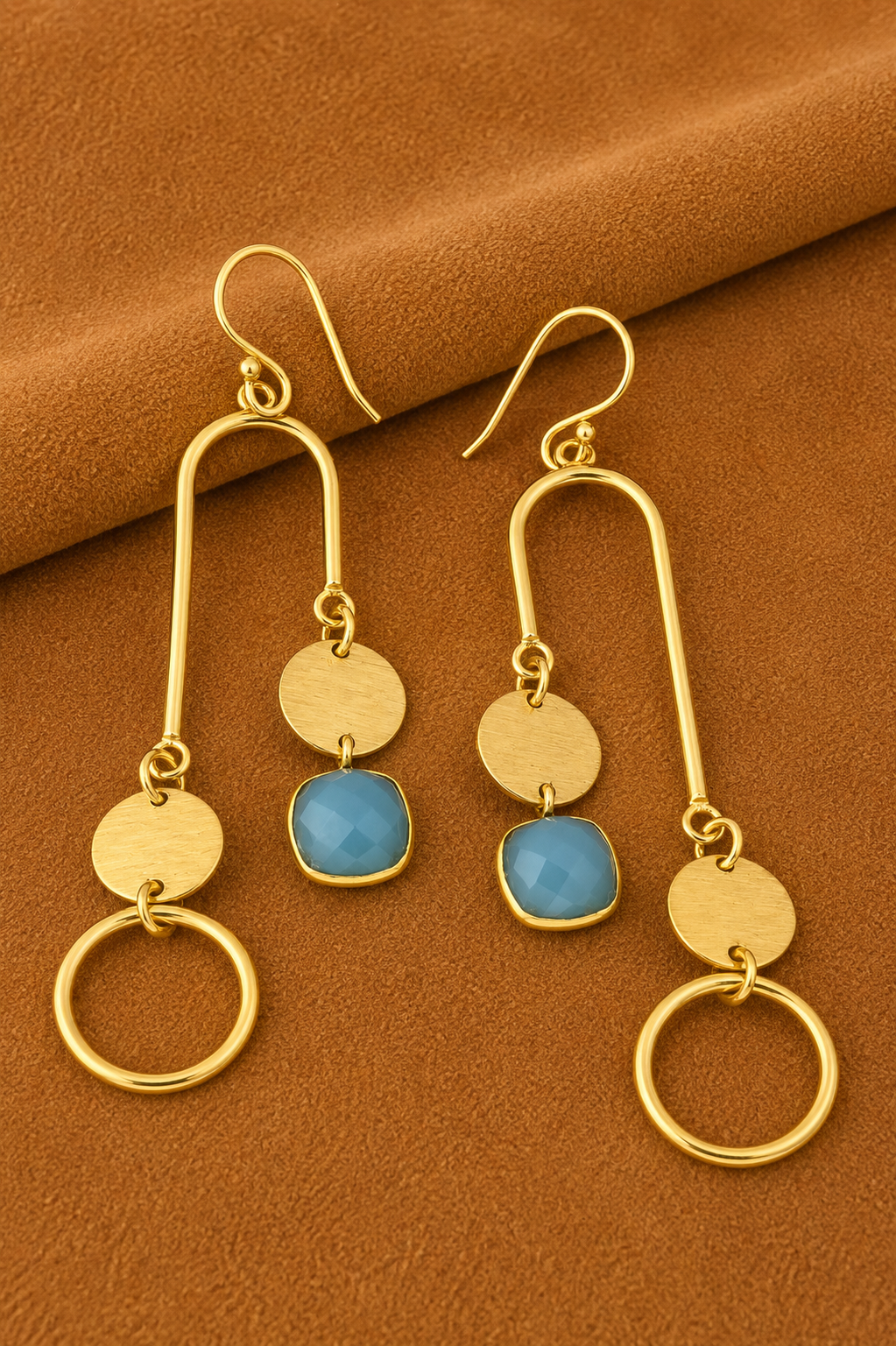 18K Gold Plated  Stone Dangle Earrings