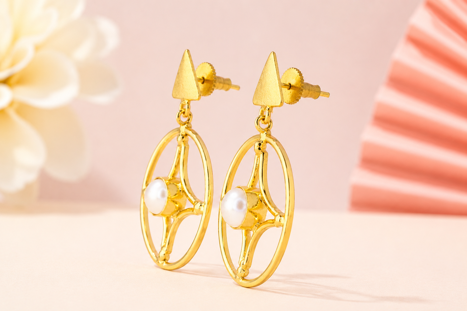 18K Gold Plated Pearl Drop Earrings