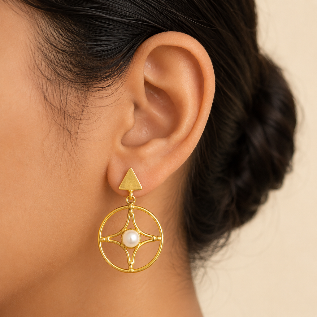 18K Gold Plated Pearl Drop Earrings