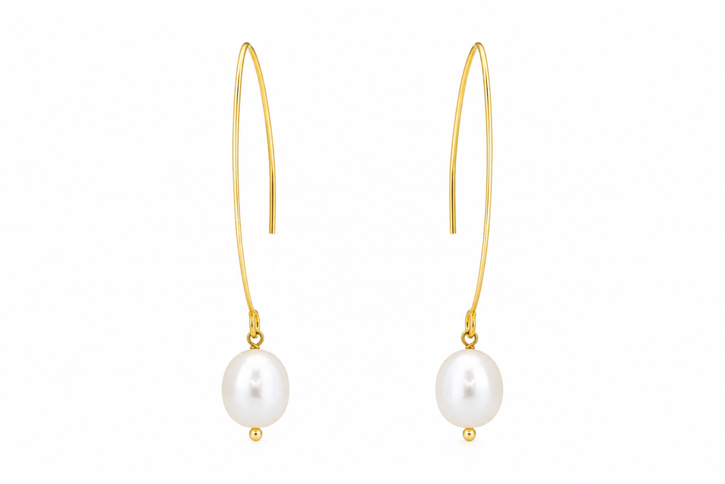 18K gold plaed Natural Pearl & Gemstone Drop Earrings