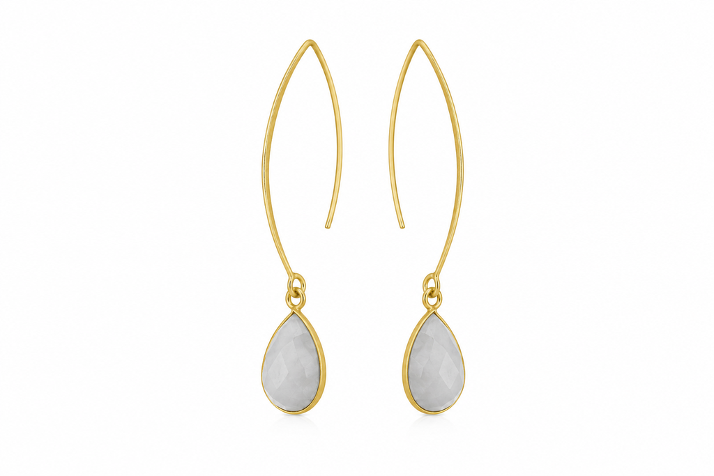 18K gold plaed Natural Pearl & Gemstone Drop Earrings