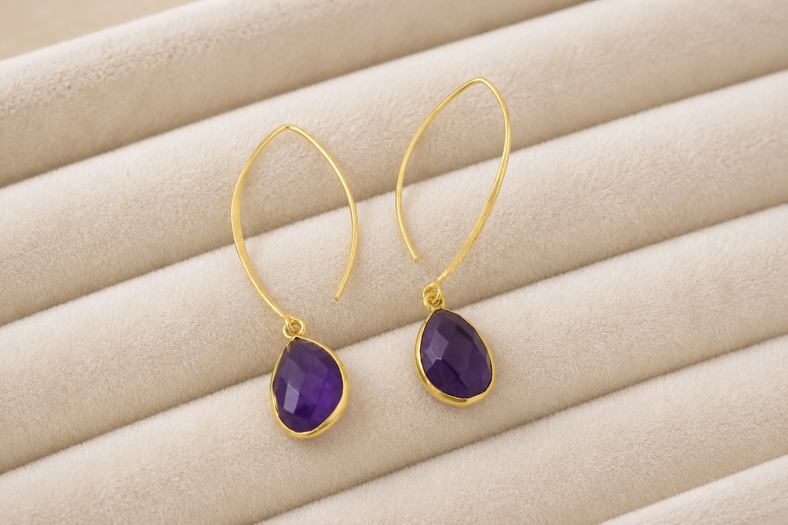 18K gold plaed Natural Pearl & Gemstone Drop Earrings