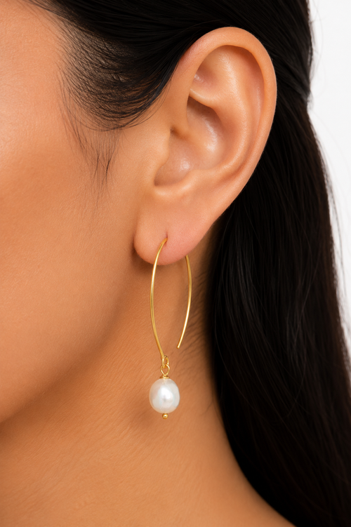 18K gold plaed Natural Pearl & Gemstone Drop Earrings