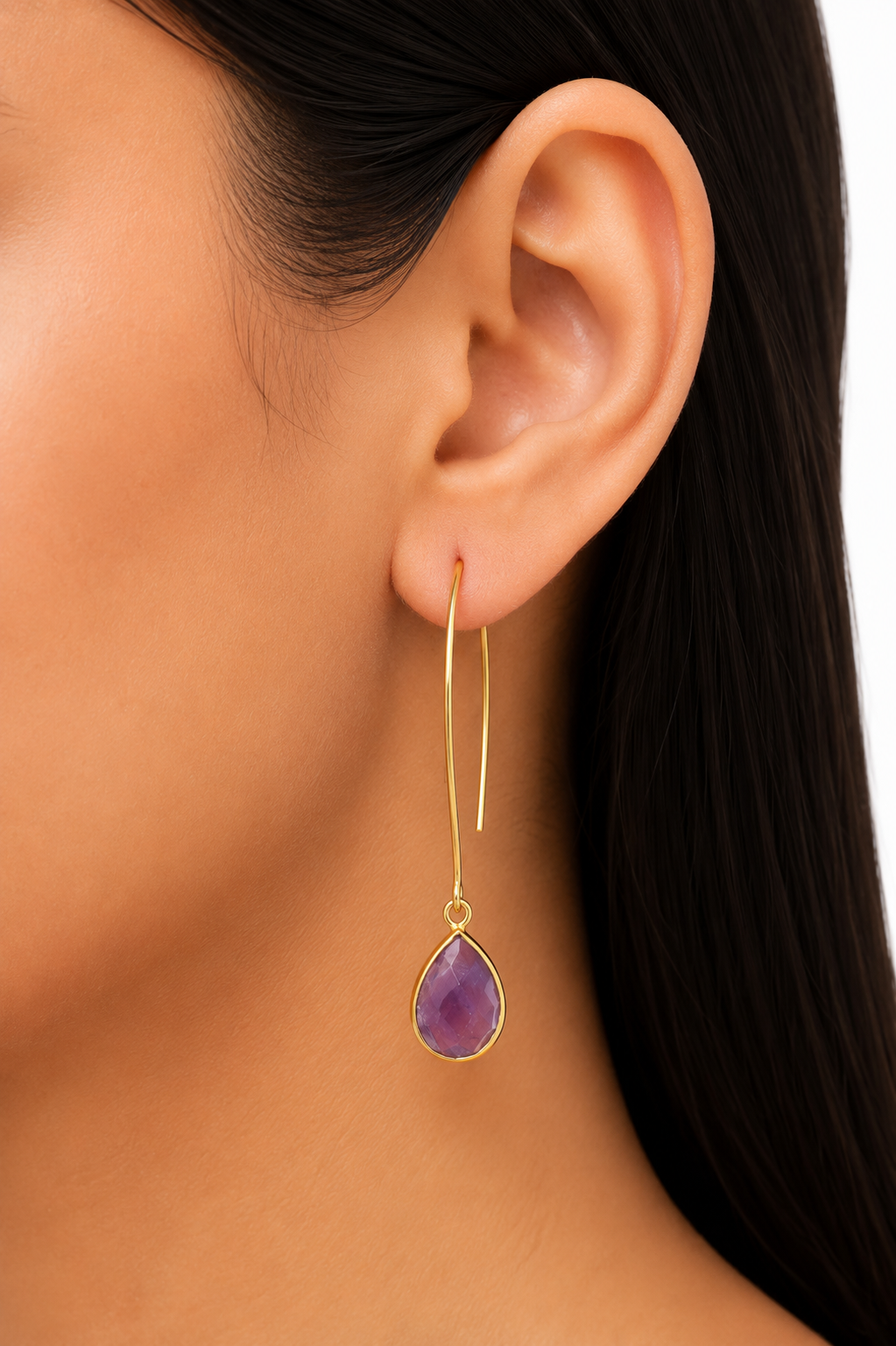 18K gold plaed Natural Pearl & Gemstone Drop Earrings