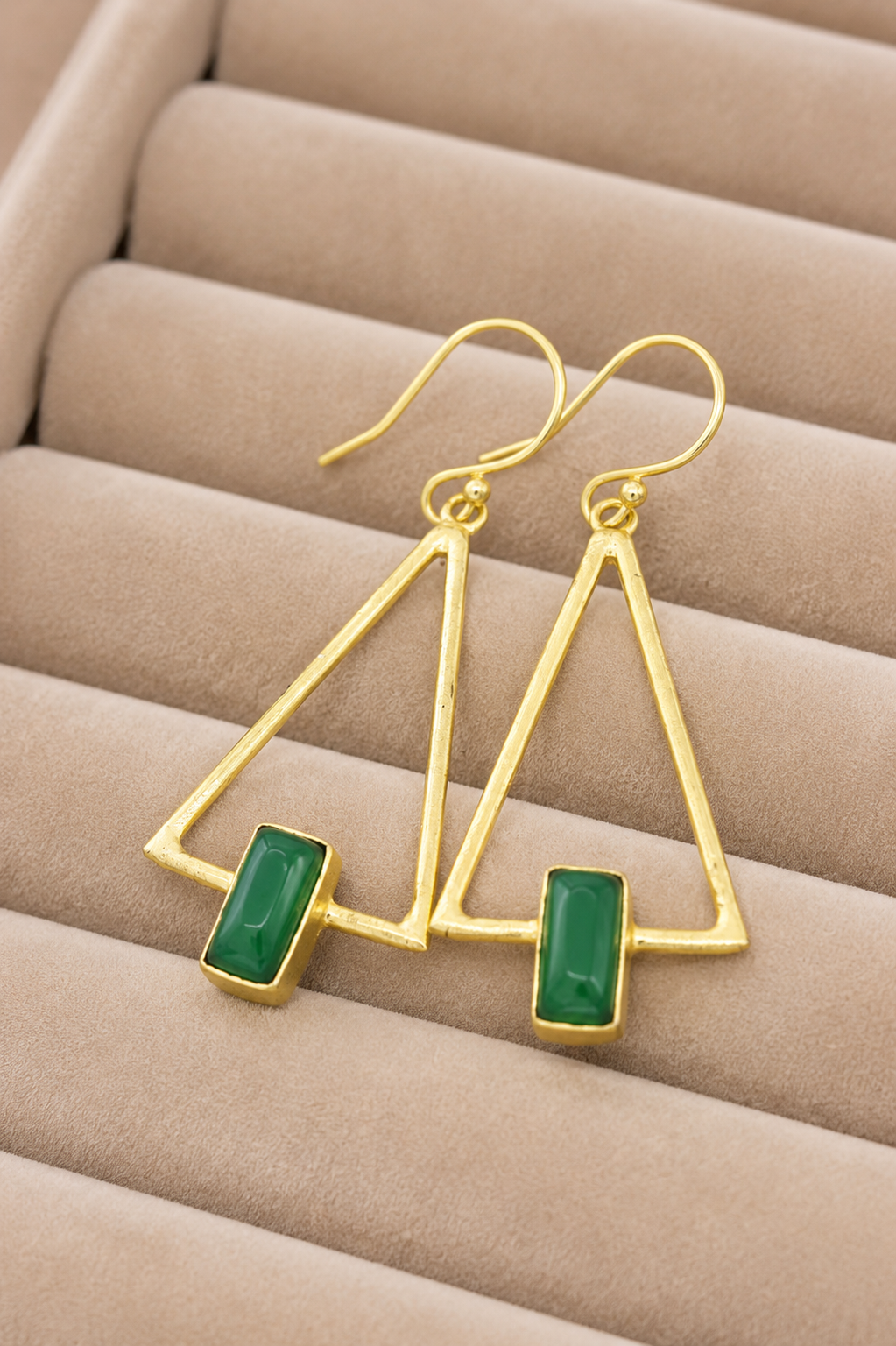 18K Gold Plated Geometric Triangle Drop Earrings