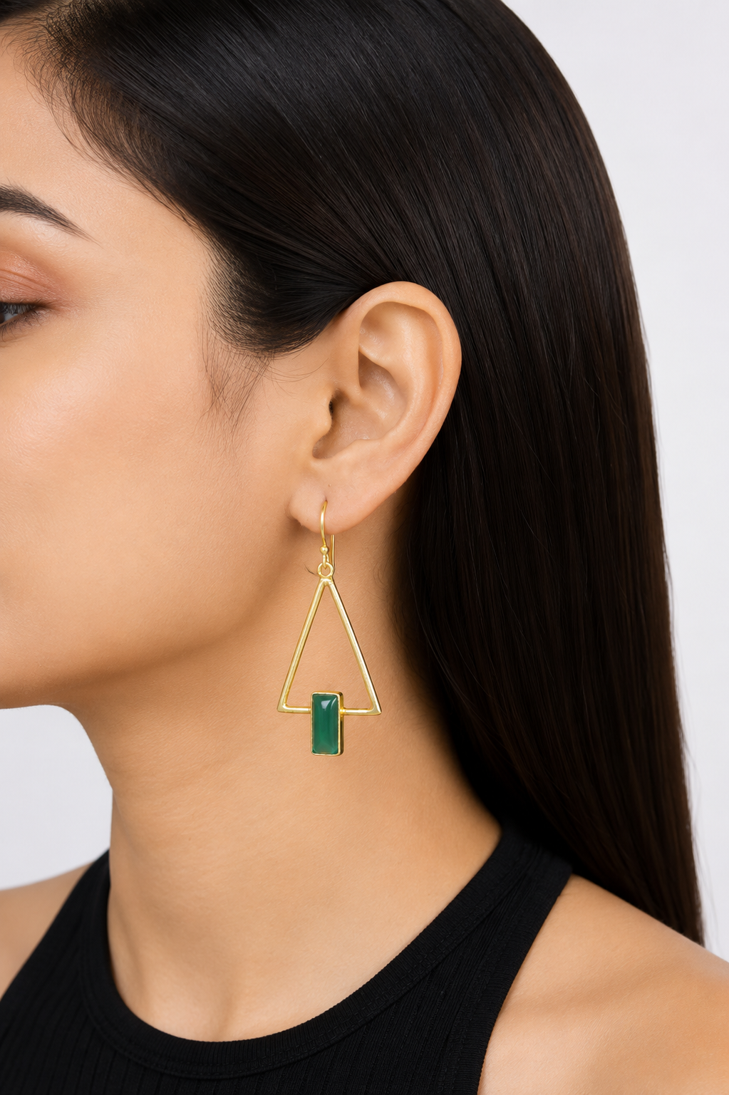 18K Gold Plated Geometric Triangle Drop Earrings