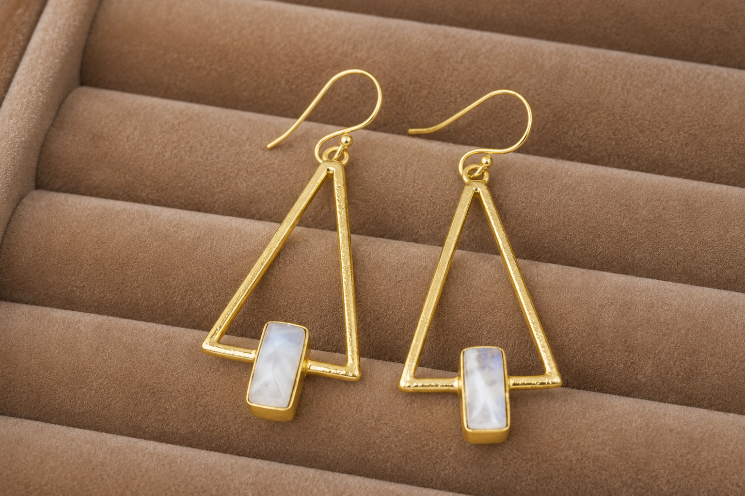 18K Gold Plated Geometric Triangle Drop Earrings