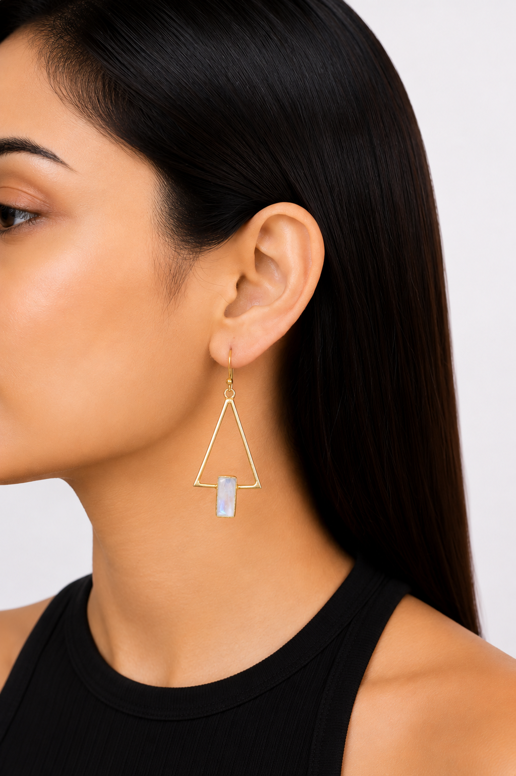 18K Gold Plated Geometric Triangle Drop Earrings