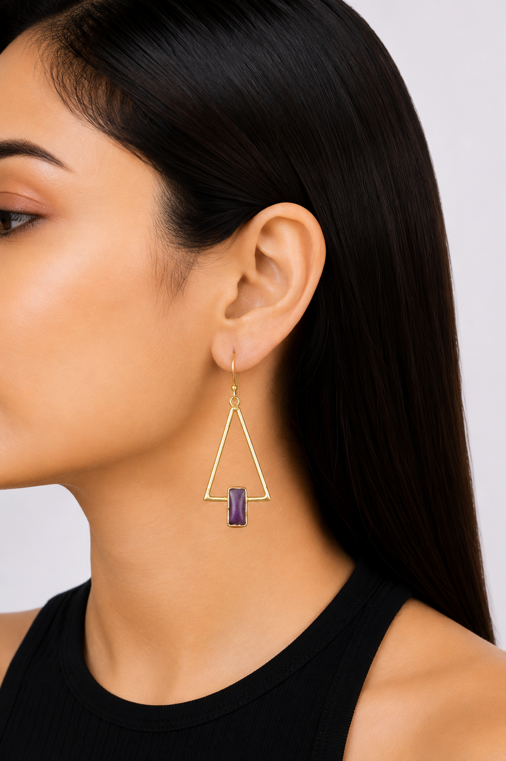 18K Gold Plated Geometric Triangle Drop Earrings